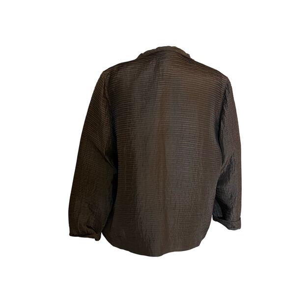 EILEEN FISHER 100% Silk Groove Jacket Blazer Brown Large - Picture 4 of 7